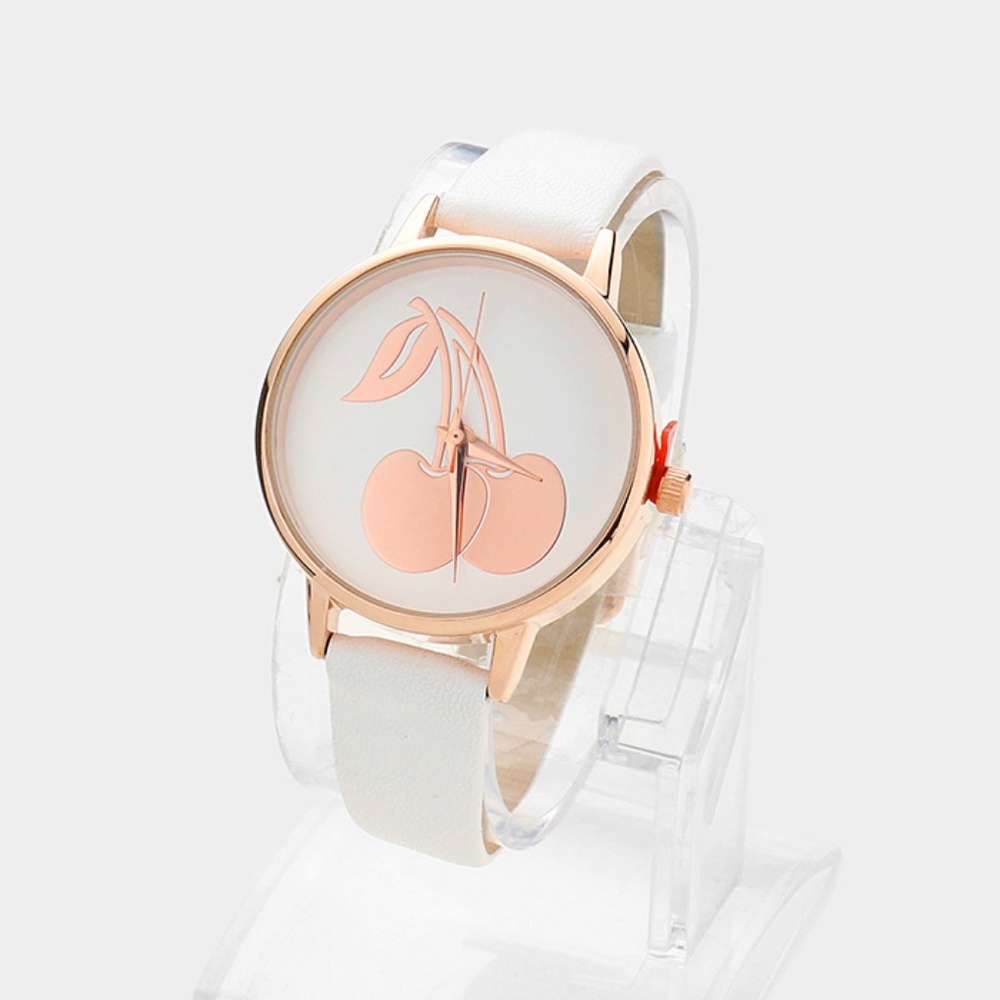 Cherry Round Leather Strap Watch - image 1
